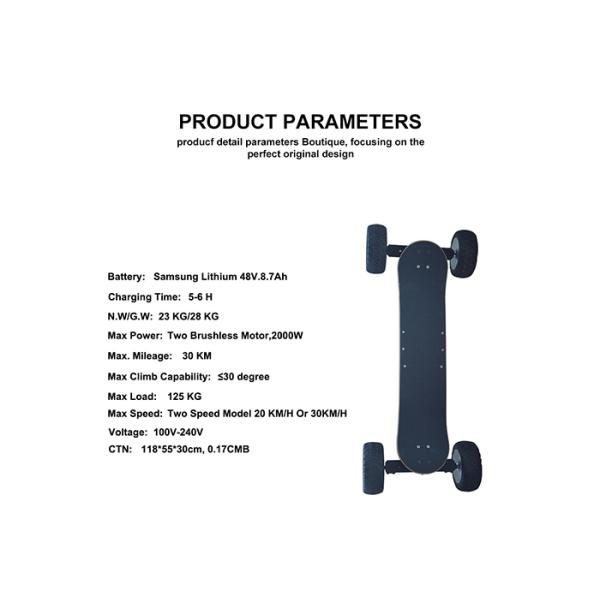 4 Wheel 1000W Carbon Fiber Electric Skateboardreomote Control 30Km Max Mileage