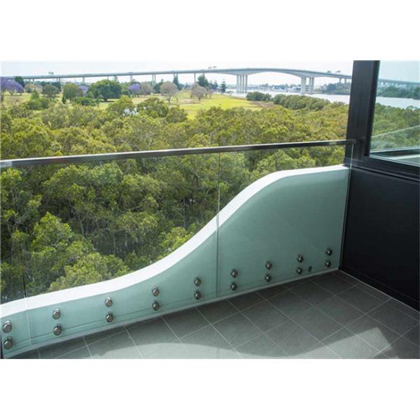 Facial Mounted Frameless Glass Balcony Systems , Stainless Steel Balustrade With Glass Panels