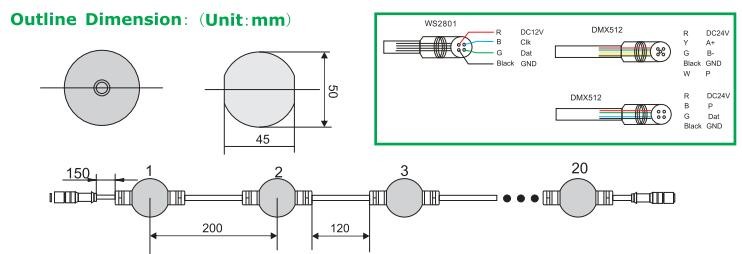 5m 25 dmx шариковые струны светодиодный точечный свет пиксель 3d глобус шторные огни программируемое украшение