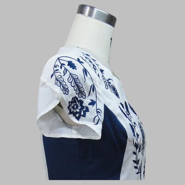 Vente chaude femme broderie manches courtes été automne robe maxi femme