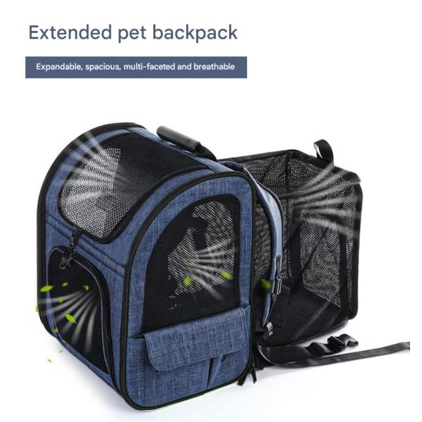 Outdoor 33.5*27*42CM Blue Cationic Oxford Expandable Pet Travel Backpack Soft Fabric Lovely Pet Necessities For Your Satisfied Companions