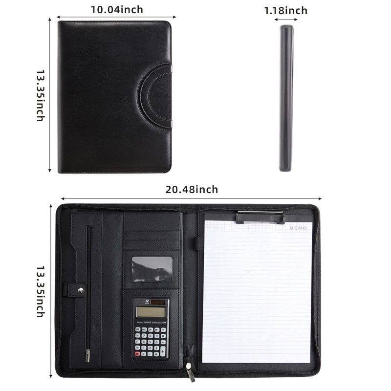 Waterproof Zipper Business Portfolio Folder Clipboard With Handle Portable Document Organizer Bag