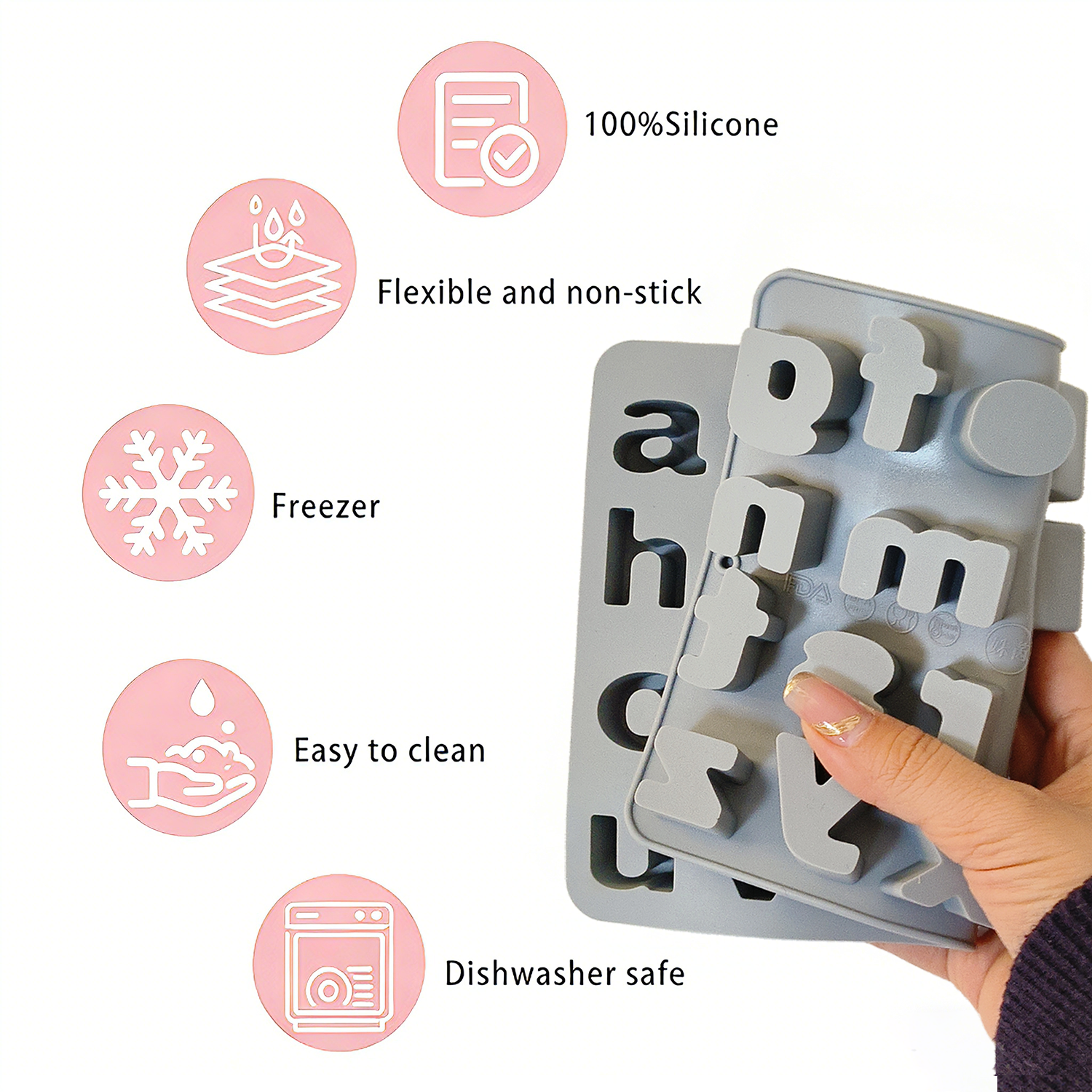 Microwave Safe Letter Silicone Mold Suitable for Cake Decorating Cookie Pressing Candy Casting Epoxy Resin Soap Ice Cube