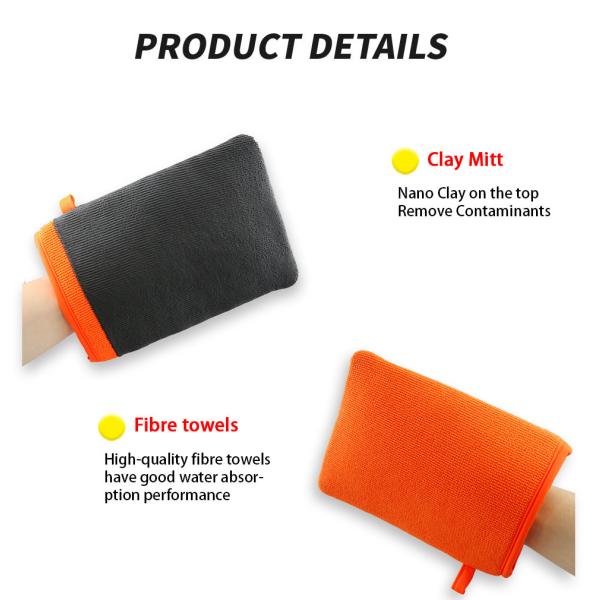 Pp Box Packaged Orange Auto Clay Mitt Nano Skin Wash Mitt For Car Washing