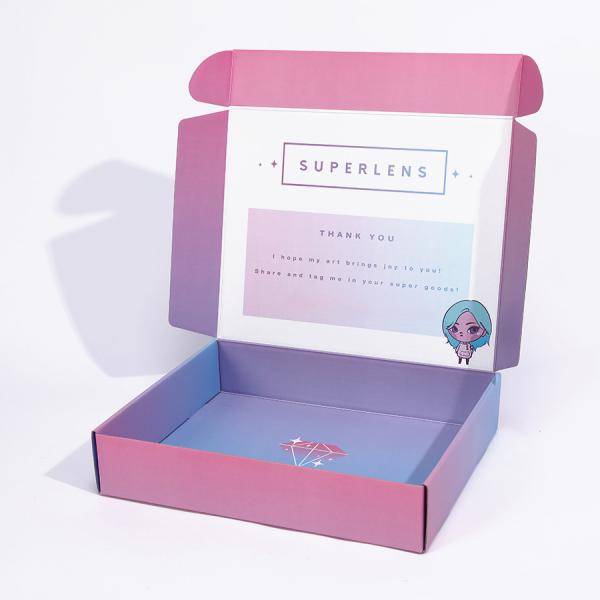 Pedido personalizado Cosméticos rosados duraderos Correos Embalaje corrugado Regalo Corredor Caja de envío