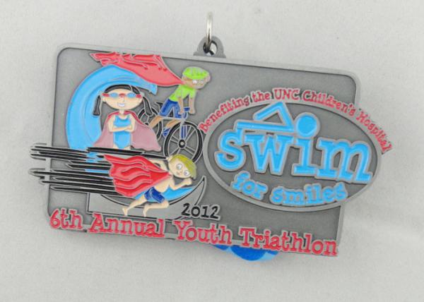 6th Annual Youth Triathlon Ribbon Medals , Full Color Printing Ribbon With Long Ribbon