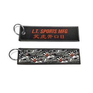 Color Custom Fabric Woven Keychain 10x2.5cm 13x3cm With Metal Buckle