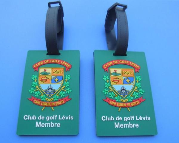 Personalized Club De Golf Levis Member 3D Soft PVC Travel Hang Bag Tags / Name Card Tags For Club Big Event