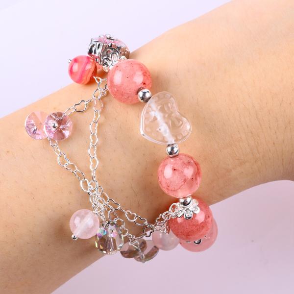 12 mm Afganistán Jade Cuarzo Corazón tallado Cristal Cadena de círculo pulsera de cuentas