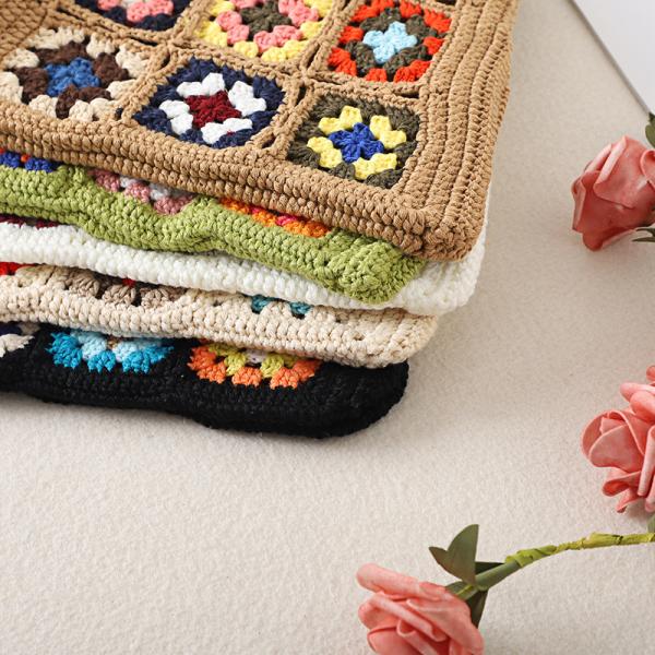 OEM/ODM Acceptable Crochet Women Shoulder Bags Granny Square Tote Bag Knitted Handbags
