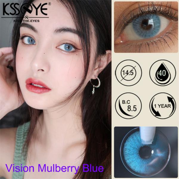 KSSEYE Mulberry Blue Colored Contacts Lenses 14.0mm Rinnegan Yearly Natural
