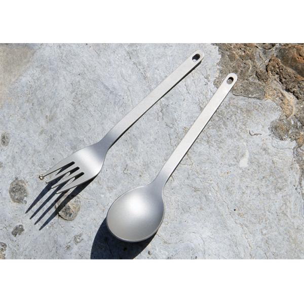 Ultralight Titanium Camping Parts Two Piece Titanium Fork And Spoon 1.6mm Thickness