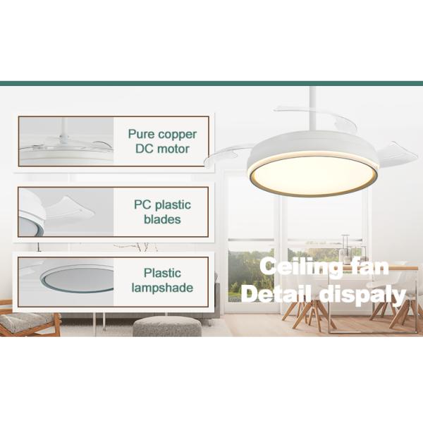 Design Contemporâneo Ventilador de Tecto LED de 5 Velocidades com Láminas Escondidas