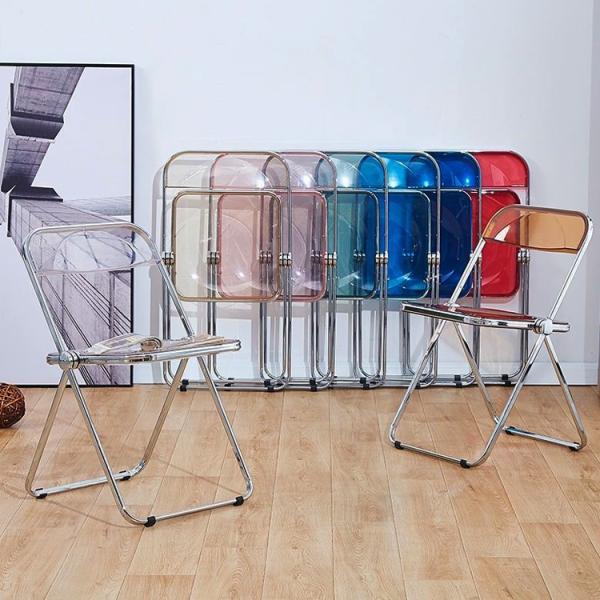 Metal Steel Frame Clear Acrylic Folding Chairs for Wedding Banquet Restaurant Garden