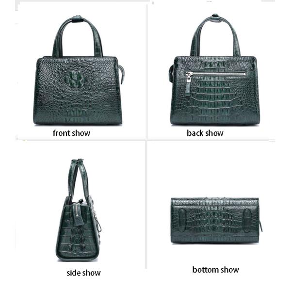 New zipper large capacity women's crocodile leather handbag for lady