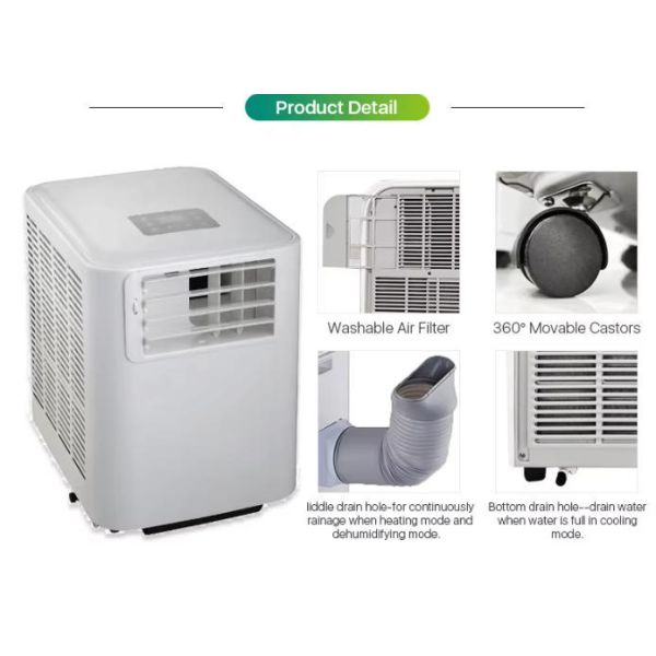 Small Portable Air Conditioner 9000 BTU with 360° Casters Washable Filter Heating Cooling Dehumidifying AC for Hotel Commercial