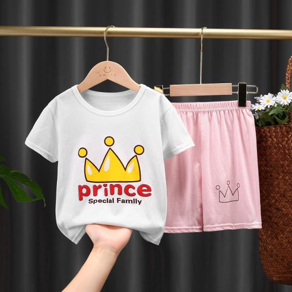 0.9M 12KG Children'S Outfit Sets Short Sleeve Pant Suit Cartoon Print Boys