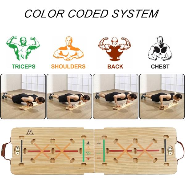 Customized Design Solid Wooden Push Up Board Kit with Plate Bar Resistance Bands Sets