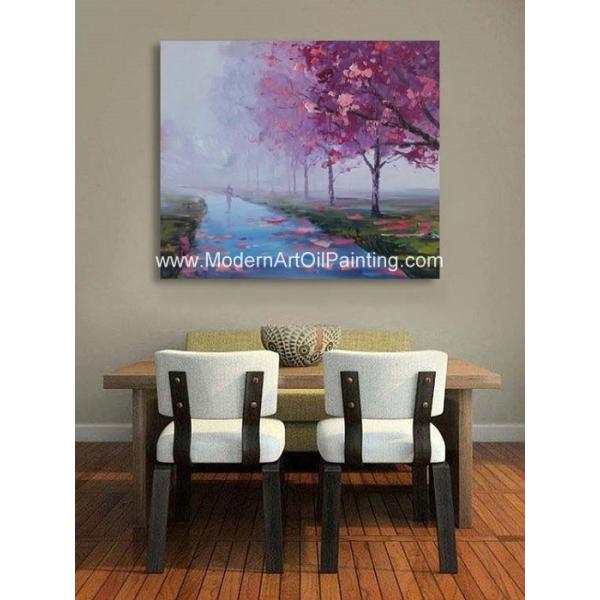 Abstract Custom Palette Knife Landscape Painting Country Road For Star Hotels