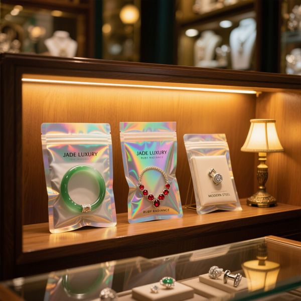 Customized Size Plastic Bag Packaging Reusable Recyclable Holograph Mylar Bag for Bracelets Jewelry Aluminum Foil Bag