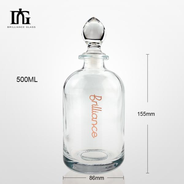 500ml Clear Glass Fruit Wine Liquor Bottle with Cork Engraved Surface Handling