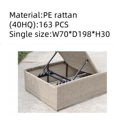 Rattan Beach Lounge Chair Sun Lounger Bed PE Rattan Garden Outdoor Swimming