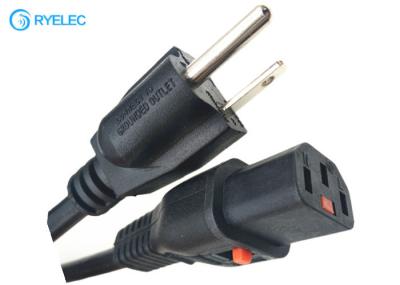USA Standard 3- Prong Plug Nema 5-15P To IEC 320 C13 With Lock AC Power Cord 16AWG Cable
