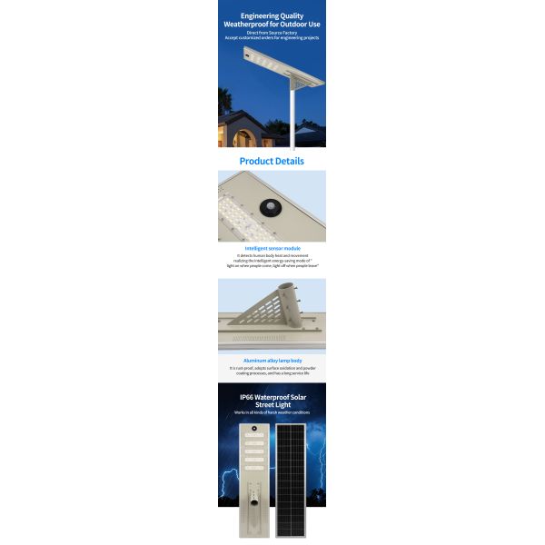LED Solar Street Light, IP67 Waterproof, Dusk to Dawn, Outdoor Security Light for Yard & Pathway