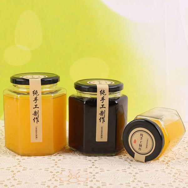 Hexagonal Clear Glass Jam Jar Hermetic Airtight Storage Glass Bottle Jar