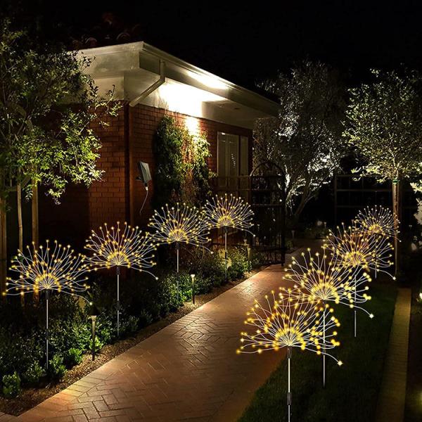Landscape Outdoor LED Solar Firework Light DIY Waterproof For Yard Lawn