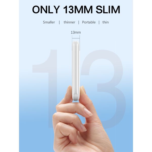 Portable Power Bank With Lighting/Type-C Cables 5000mah Utral-thin And Small Size Power Supply