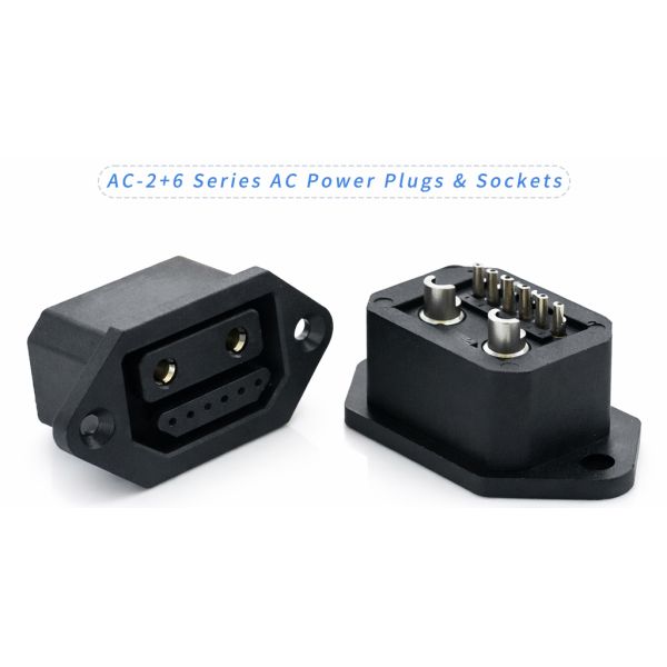 40A AC 2+6 Power Socket Connector 72V 3000 Cycles Industrial