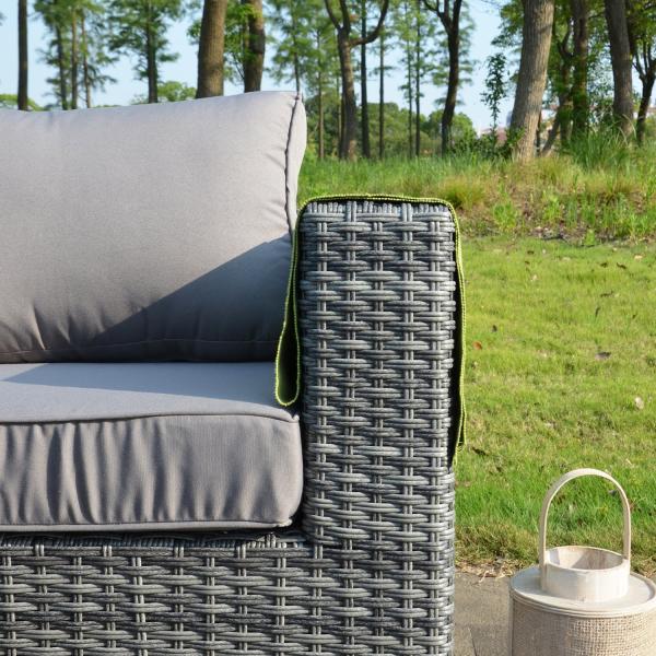 Modern Rattan Garden Set with Sectional Dining Sofa and Rising Table Outdoor Furniture