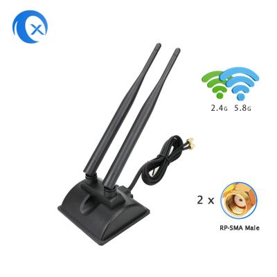 Antena baixa magnética dupla da faixa 5dBi com o conector do RP SMA