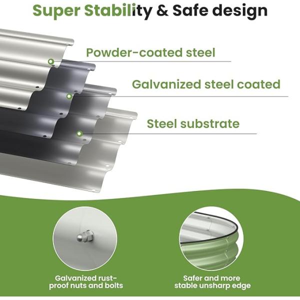 5.5*5.5*1.4Ft L Shape Outdoor Metal Raised Garden Bed Easy To Assemble