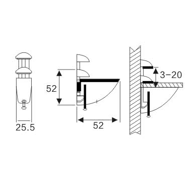 Adjustable Glass Holder YS-012S, Zinc Alloy,  for glass 3-20mm
