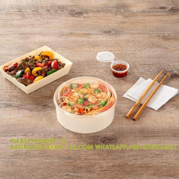 34 Oz Deep Round Wooden Containers - Containers Sold Separately, Clear Plastic To Go Box Lids