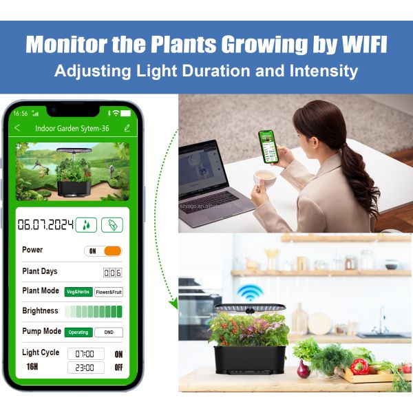 15 Pods Smart Hydroponics System with Full-Spectrum LED and Smart Water Circulation for Indoor Plants