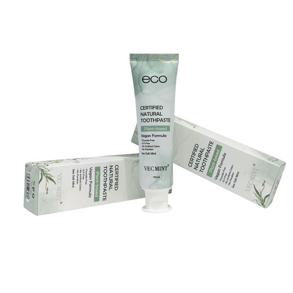 Natural Toothpaste Eco Certified - Vegan Plant-Based, Fluoride & SLS-Free, Sea Soft Mint (100ml)