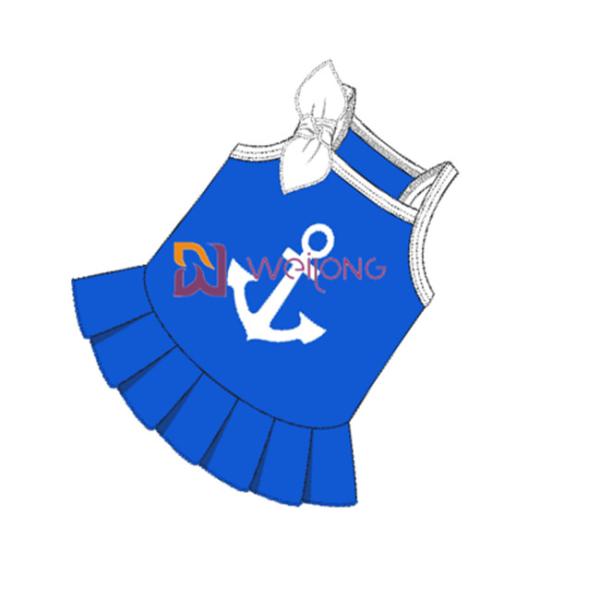 Customized Cvc Jersey Sailor Anchor Pet Dress Breathable Dog Dress Female