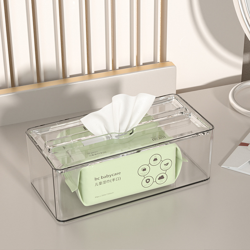Tissue Box Facial Tissue Face Towel Desktop Storage Box Large Toilet Toilet Kitchen Pumping Paper Box Light Luxury Transparent