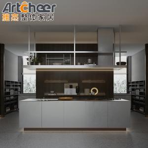 Mobiliário de cozinha de madeira maciça Armário de cozinha moderno com ilha de