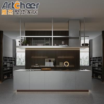 Mobiliário de cozinha de madeira maciça Armário de cozinha moderno com ilha de luxo de cozinha