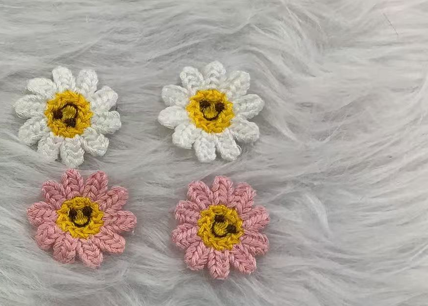 Smile Sunflower Crochet Patch Polyester Daisy Embroidered Patches For Clothing Bag Hair Accessories