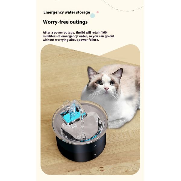 Intelligent Induction Cat Dog Water Dispenser Automatic Circulation Filter 2.2L Stainless Steel Pet Bowl Feeder Charge Power