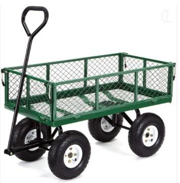 Outdoor Four Wheels Metal Mesh Wagon Garden Pull Cart with Dimension L x W x H 86*46*85