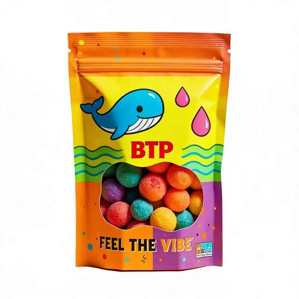Custom Vibrant Pop-Art Candy Stand-Up Pouches Food-Grade Clear Window for Snack Display