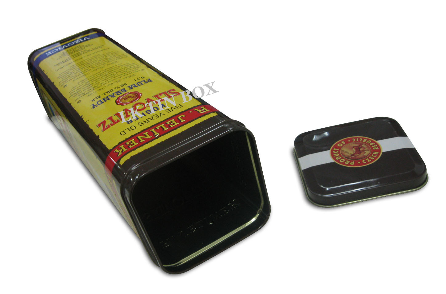 Square White Wine Bottle Tin Storage Container , Personalised Metal Gift Boxes