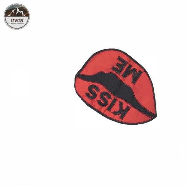 Applique Sequin Iron On Uniform Patches , Red Lip Iron On Embroidered Badges