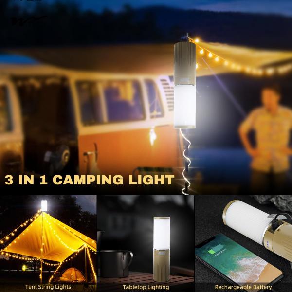 150-Light Plastic Camping Lantern with 49.2FT String 2 in 1 Warm White LED Tent Light